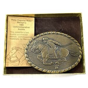 1981 Mervyn’s Pony Express Rider Belt Buckle Limited Edition Vintage Western